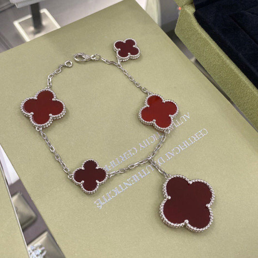 [Jesse jewelry]CLOVER 5 MOTIFS SIVLER CARNELIAN BRACELET