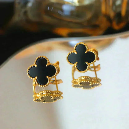 [Jesse jewelry]CLOVER MEDIUM 1 MOTIFS  ONYX STUD EARRINGS