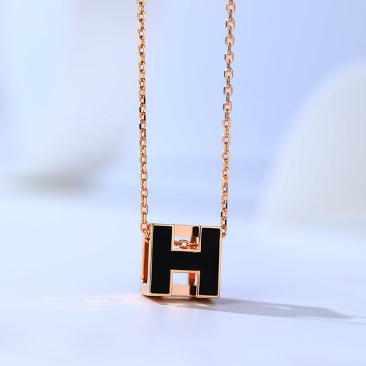 [Jesse jewelry]H CAGE PINK GOLD NECKLACE