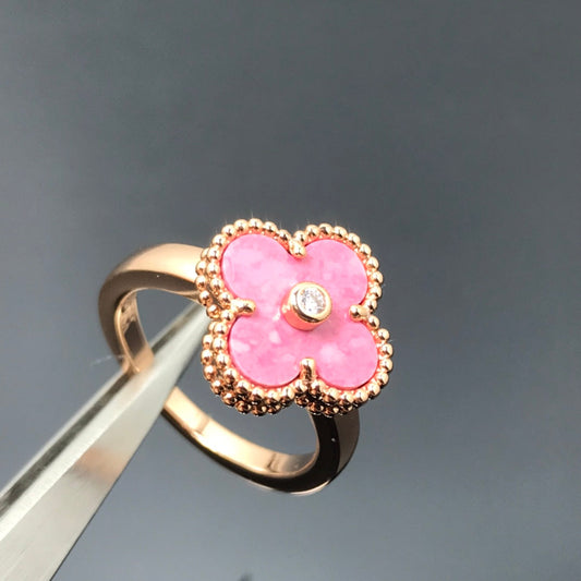 [Jesse jewelry]CLOVER RHODONITE ROSE GOLD RING