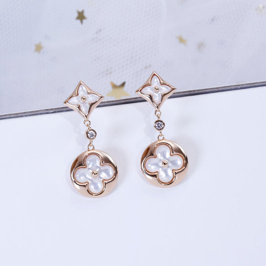 [Jesse jewelry]STAR AND SUN PINK GOLD MOP DROP EARRINGS