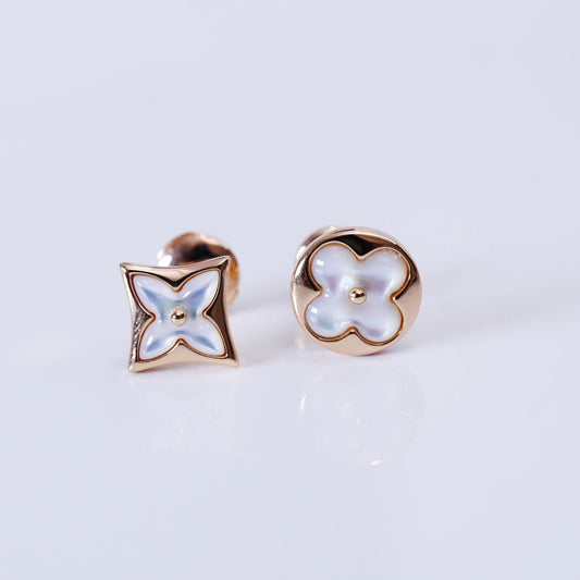 [Jesse jewelry]STAR AND SUN PINK GOLD MOP STUD EARRINGS