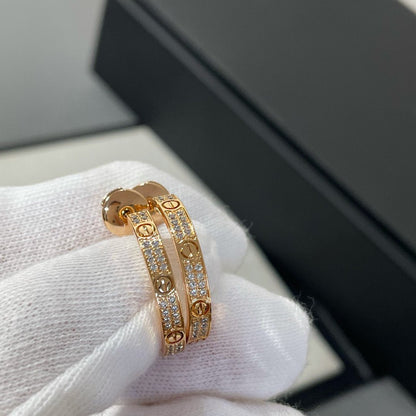 [Jesse jewelry]LOVE DIAMOND PINK GOLD HOOP EARRINGS
