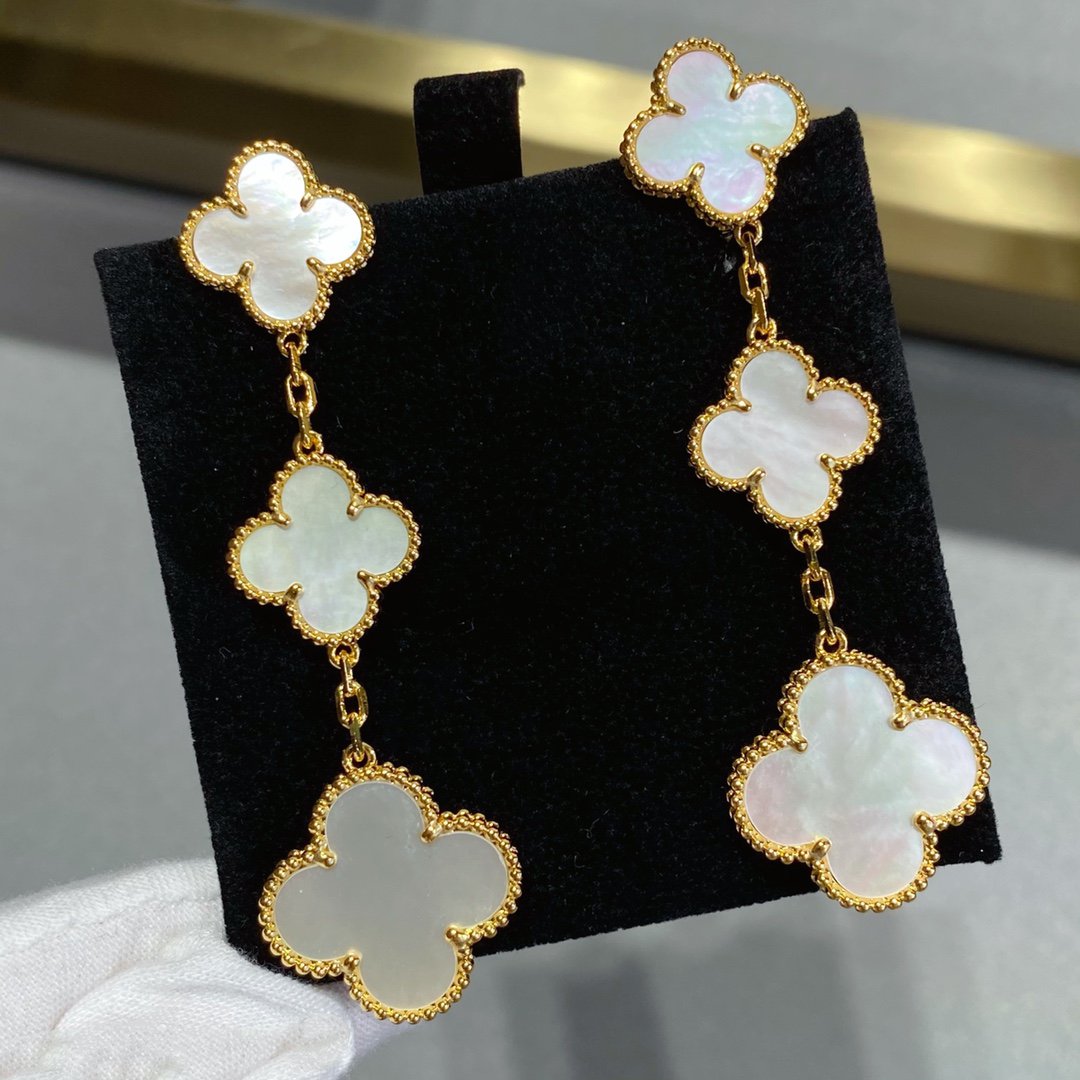 [Jesse jewelry]CLOVER MOP 3 MOTIFS GOLD EARRINGS