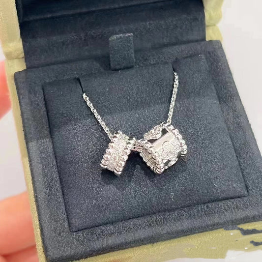 [Jesse jewelry]PERLEE DOUBLE PENDANT SILVER DIAMOND NECKLACE