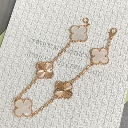 [Jesse jewelry]CLOVER BRACELET 5 MOTIF WHITE MOP PINK GOLD