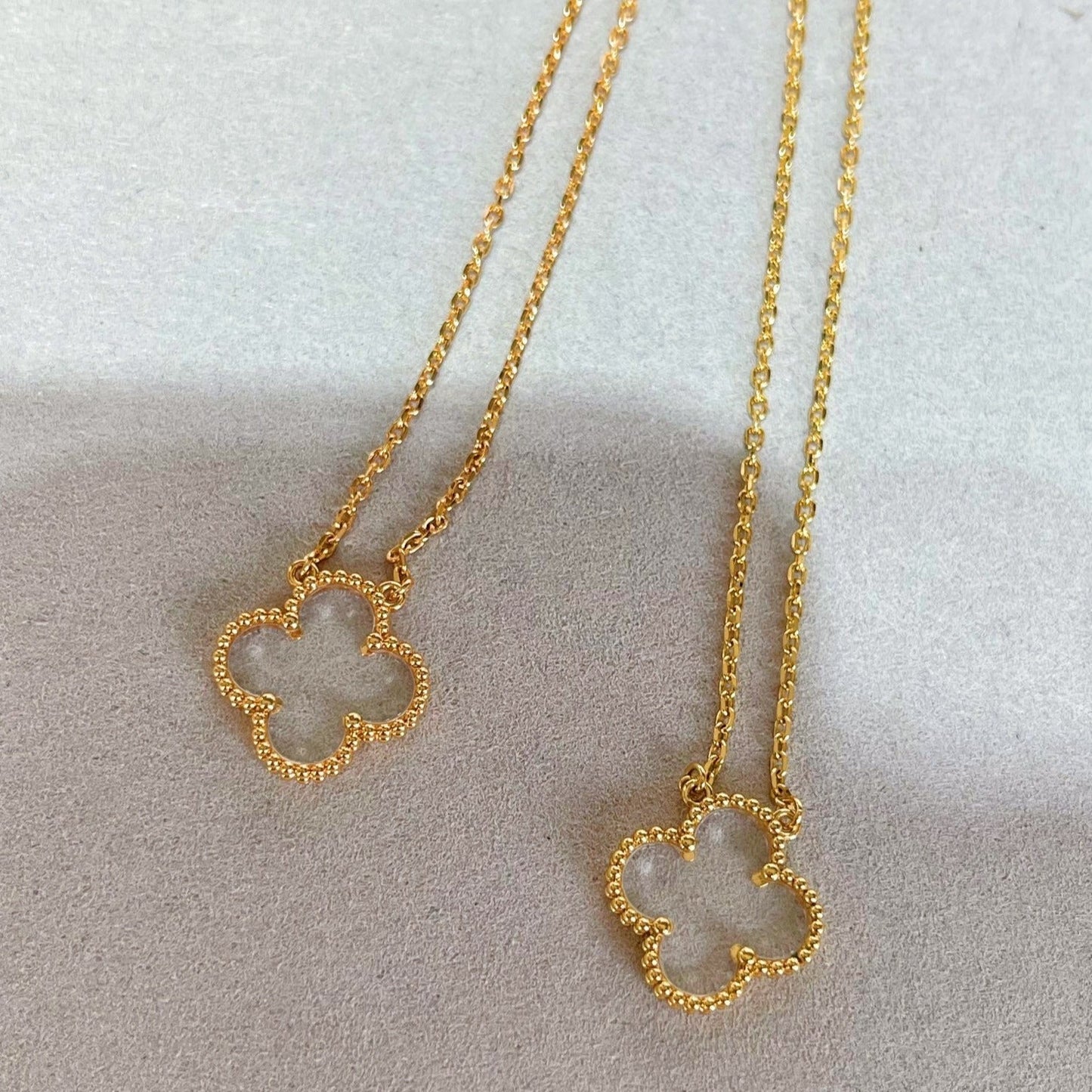 [Jesse jewelry]CLOVER ROCK CRYSTAL ROSE GOLD NECKLACE