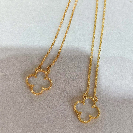 [Jesse jewelry]CLOVER ROCK CRYSTAL ROSE GOLD NECKLACE