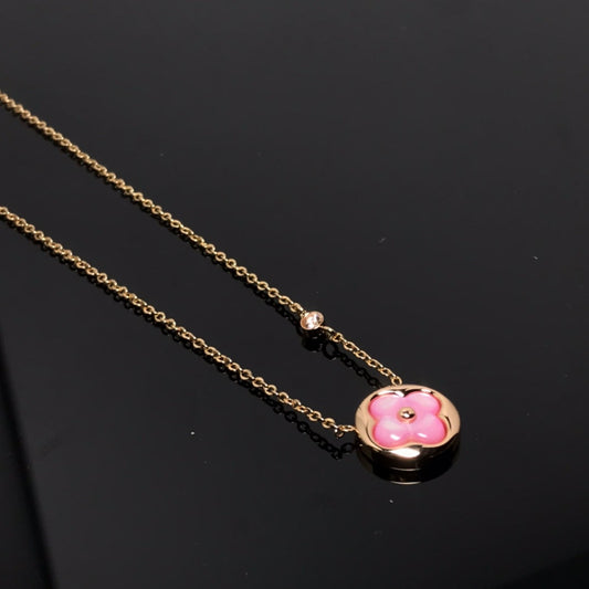 [Jesse jewelry]COLOR BLOSSOM PINK MOP SUN GOLD NECKLACE