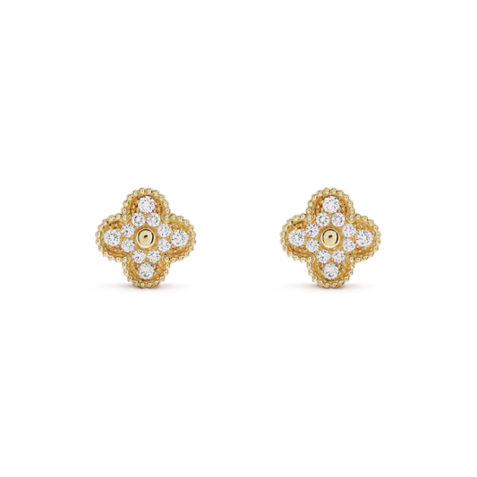 [Jesse jewelry]CLOVER MEDIUM 1 MOTIFS FUll DIAMOND EARRINGS