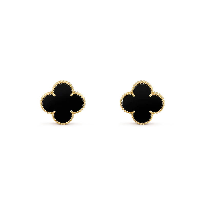[Jesse jewelry]CLOVER MEDIUM 1 MOTIFS  ONYX STUD EARRINGS