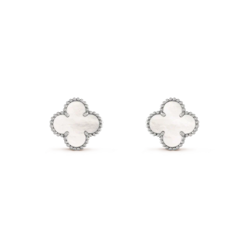 [Jesse jewelry]CLOVER MEDIUM 1 MOTIFS  WHITE MOP EARRINGS SILVER