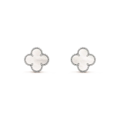 [Jesse jewelry]CLOVER MEDIUM 1 MOTIFS  WHITE MOP EARRINGS SILVER