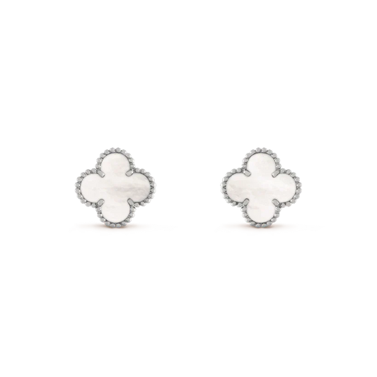 [Jesse jewelry]CLOVER MEDIUM 1 MOTIFS  WHITE MOP EARRINGS SILVER