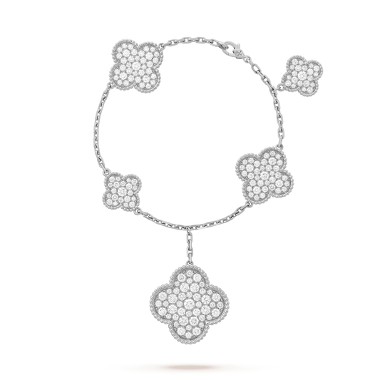 [Jesse jewelry]CLOVER 6 MOTIFS SILVER DIAMOND BRACELET