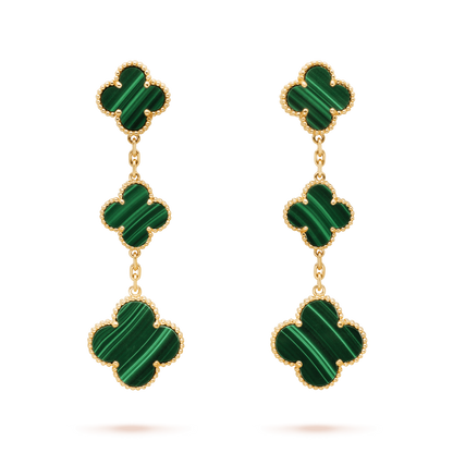 [Jesse jewelry]CLOVER MALACHITE 3 MOTIFS GOLD