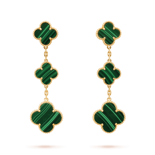 [Jesse jewelry]CLOVER MALACHITE 3 MOTIFS GOLD