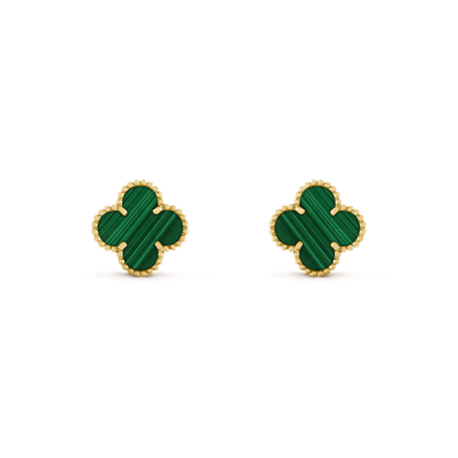 [Jesse jewelry]CLOVER MEDIUM 1 MOTIFS MALACHITE  EARRINGS