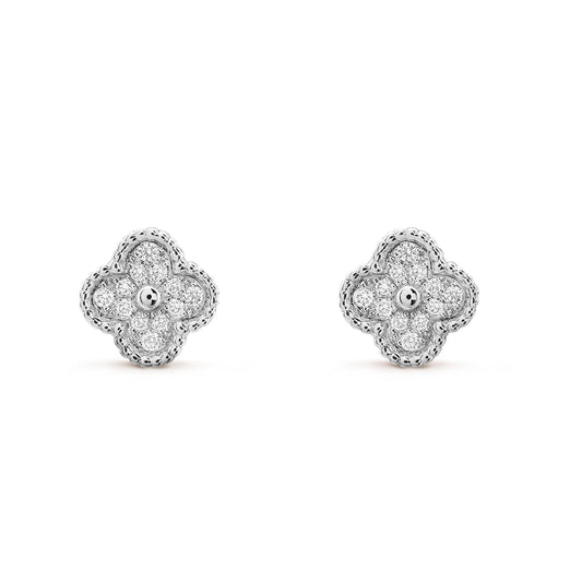 [Jesse jewelry]CLOVER MINI DIAMOND STUD EARRINGS