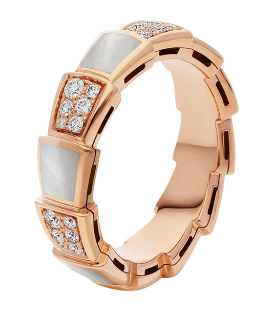 [Jesse jewelry]SERPENTI RING PINK GOLD MOP DIAMOND PAVED 4MM