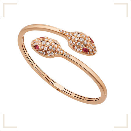 [Jesse jewelry]SERPENTI BRACELET PINK GOLD DIAMOND DOUBLE SNAKE
