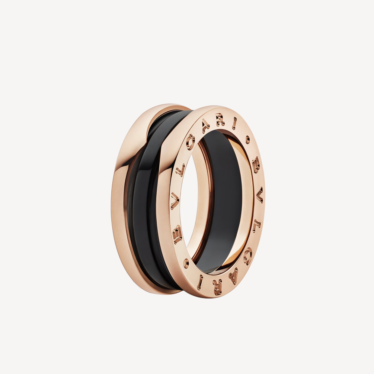 [Jesse jewelry]ZERO 1 TWO-BAND LOOPS AND BLACK CERAMIC PINK GOLD RING