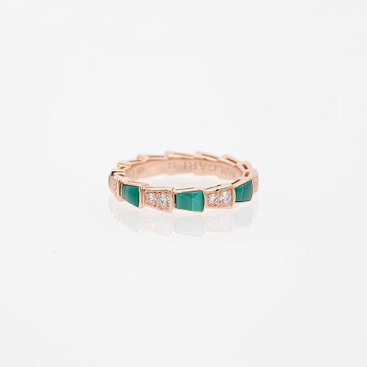 [Jesse jewelry]SERPENTI RING PINK GOLD MALACHITE DIAMOND 3MM