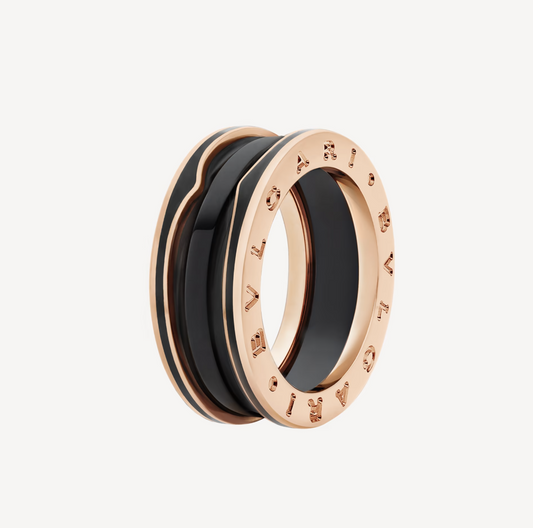 [Jesse jewelry]ZERO 1 TWO-BAND WITH MATTE BLACK CERAMIC PINK GOLD RING