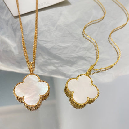 [Jesse jewelry]CLOVER 25MM MOP LARGE PENDANT NECKLACE