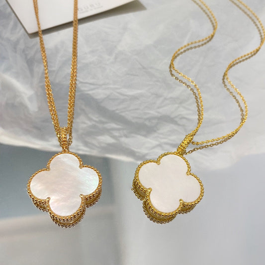 [Jesse jewelry]CLOVER 25MM MOP LARGE PENDANT NECKLACE