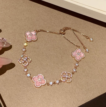 [Jesse jewelry]CLOVER 5 MOTIF PINK BLUE RED WHITE BRACELET