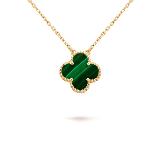 [Jesse jewelry]CLOVER 15MM MALACHITE SINGLE FLOWER  NECKLACE