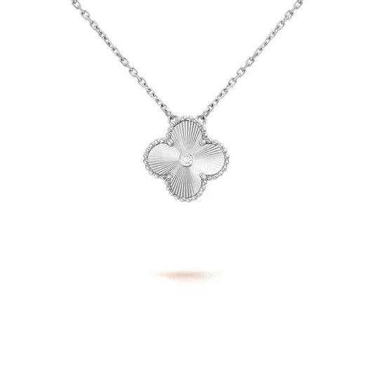 [Jesse jewelry]CLOVER  15MM DIAMOND LASER NECKLACE SILVER