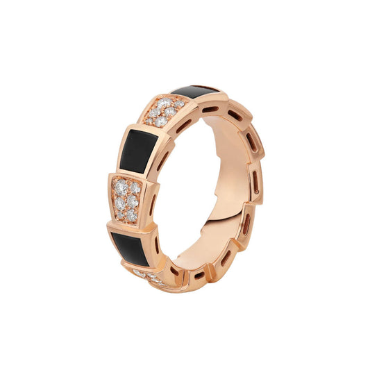 [Jesse jewelry]SERPENTI RING PINK GOLD BLACK MOP DIAMOND PAVED 4MM