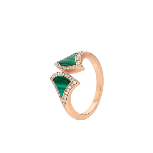 [Jesse jewelry]DREAM MALACHITE DIAMOND OPEN RING