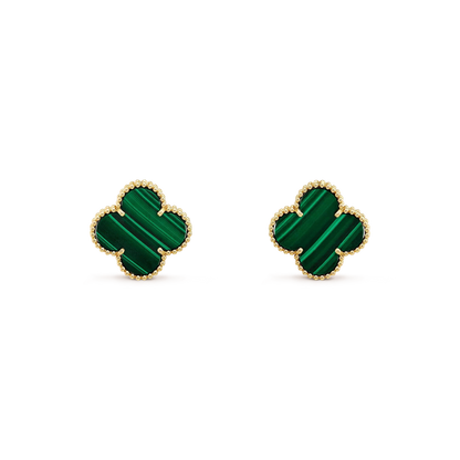 [Jesse jewelry]CLOVER MINI 9.5MM MALACHITE  EARRINGS