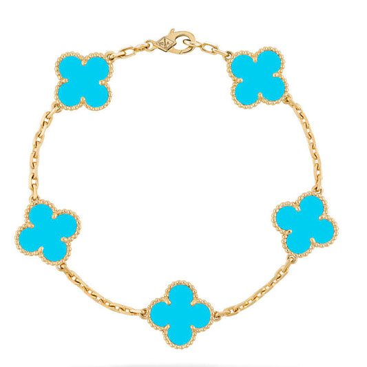 [Jesse jewelry]CLOVER 5 MOTIFS TURQUOISE BRACELET