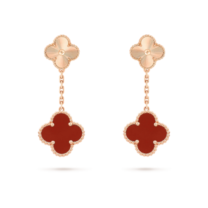 [Jesse jewelry]CLOVER 2 MOTIF  LASER CARNELIAN EARRINGS