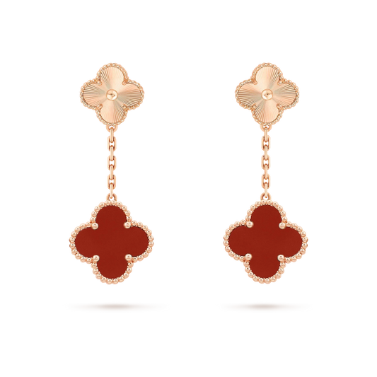 [Jesse jewelry]CLOVER 2 MOTIF  LASER CARNELIAN EARRINGS