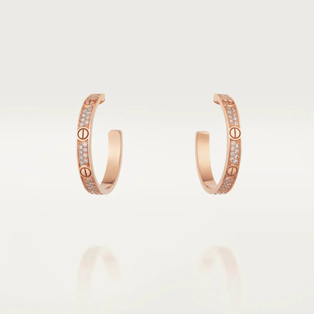 [Jesse jewelry]LOVE DIAMOND PINK GOLD HOOP EARRINGS