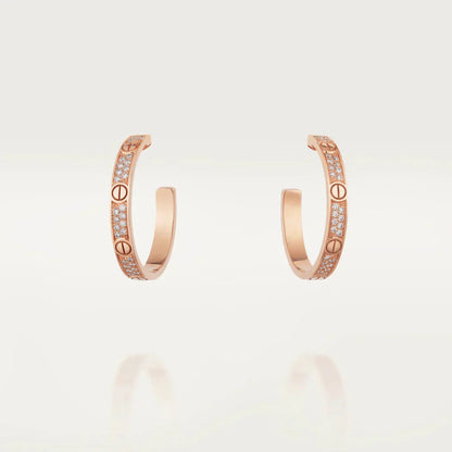 [Jesse jewelry]LOVE DIAMOND PINK GOLD HOOP EARRINGS