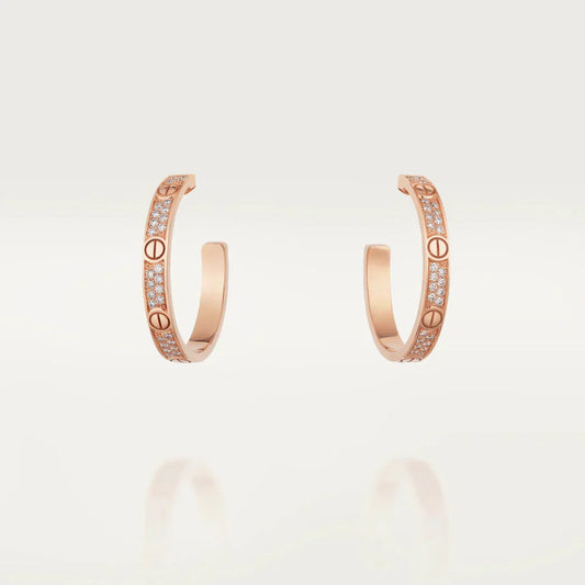 [Jesse jewelry]LOVE DIAMOND PINK GOLD HOOP EARRINGS