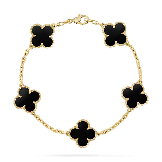 [Jesse jewelry]CLOVER  5 MOTIFS BLACK ONYX BRACELET