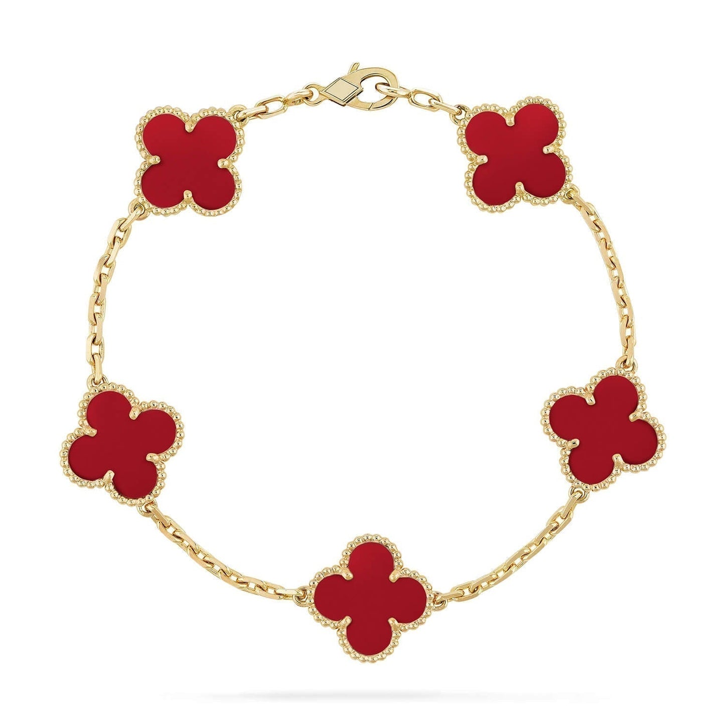[Jesse jewelry]CLOVER 5 MOTIFS RED AGATE  BRACELET