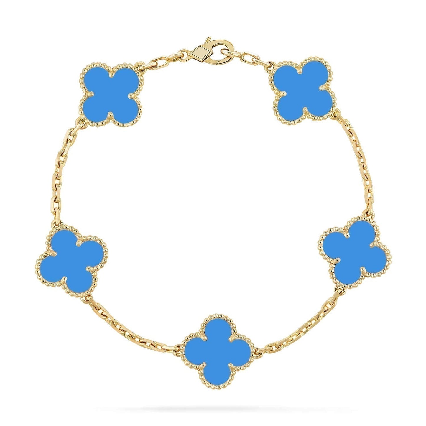 [Jesse jewelry]CLOVER 5 MOTIFS BLUE AGATE BRACELET