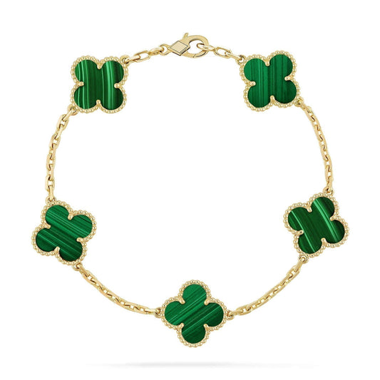 [Jesse jewelry]CLOVER 5 MOTIFS MALACHITE BRACELET
