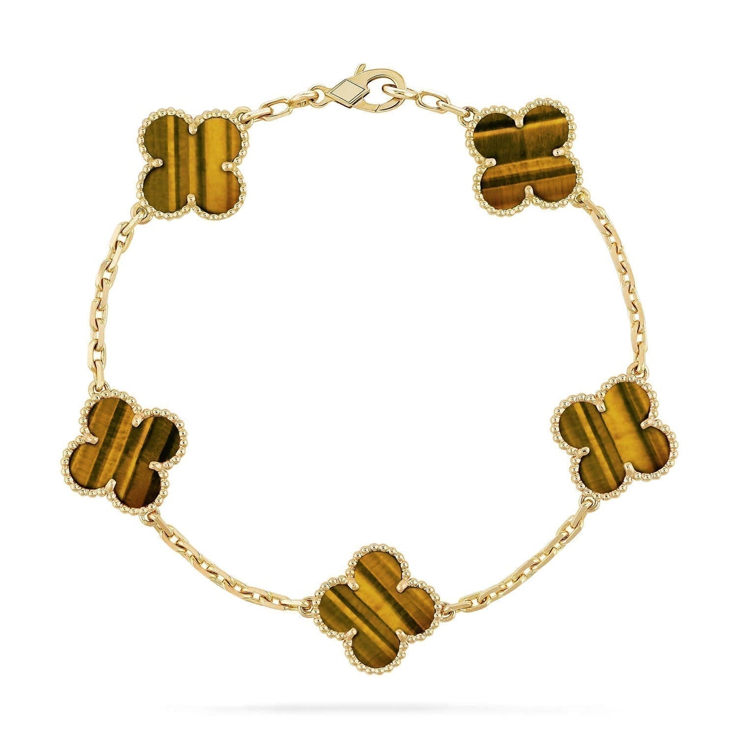 [Jesse jewelry]CLOVER  5 MOTIFS TIGER EYE BRACELET