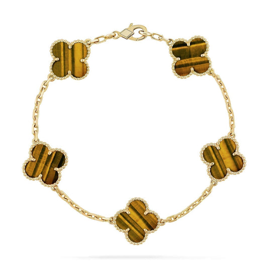 [Jesse jewelry]CLOVER  5 MOTIFS TIGER EYE BRACELET