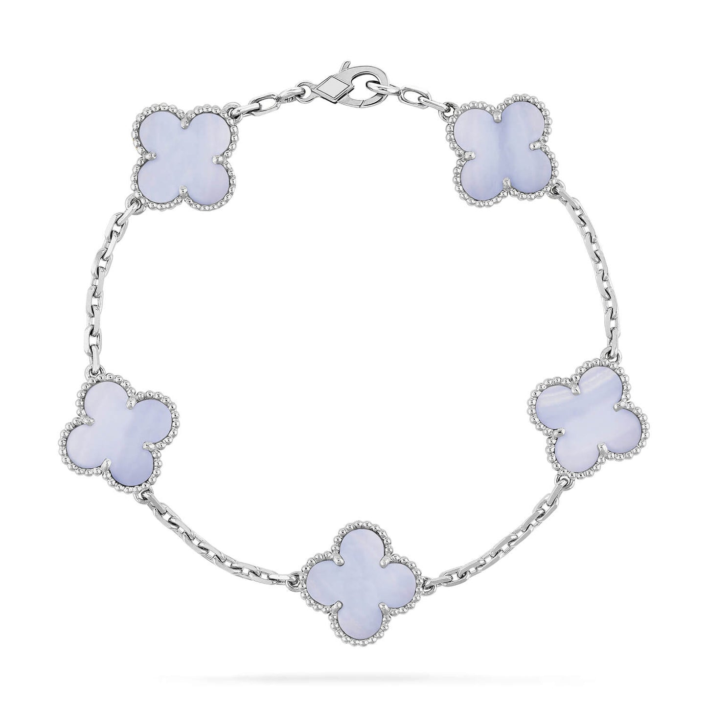 [Jesse jewelry]CLOVER  5 MOTIF PURPLE CHALCEDONY BRACELET SILVER