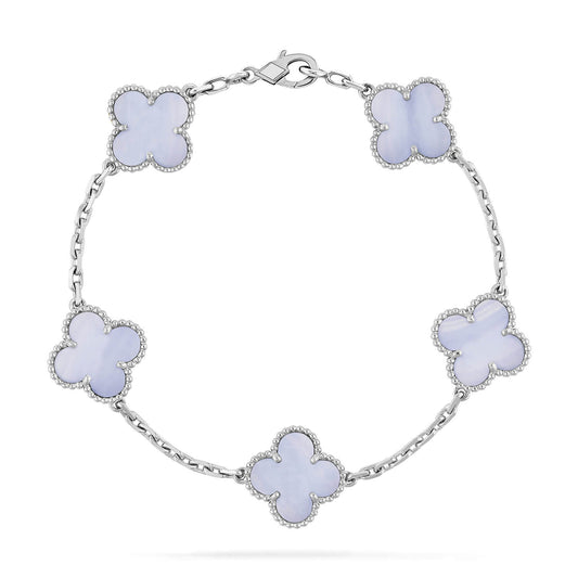 [Jesse jewelry]CLOVER  5 MOTIF PURPLE CHALCEDONY BRACELET SILVER